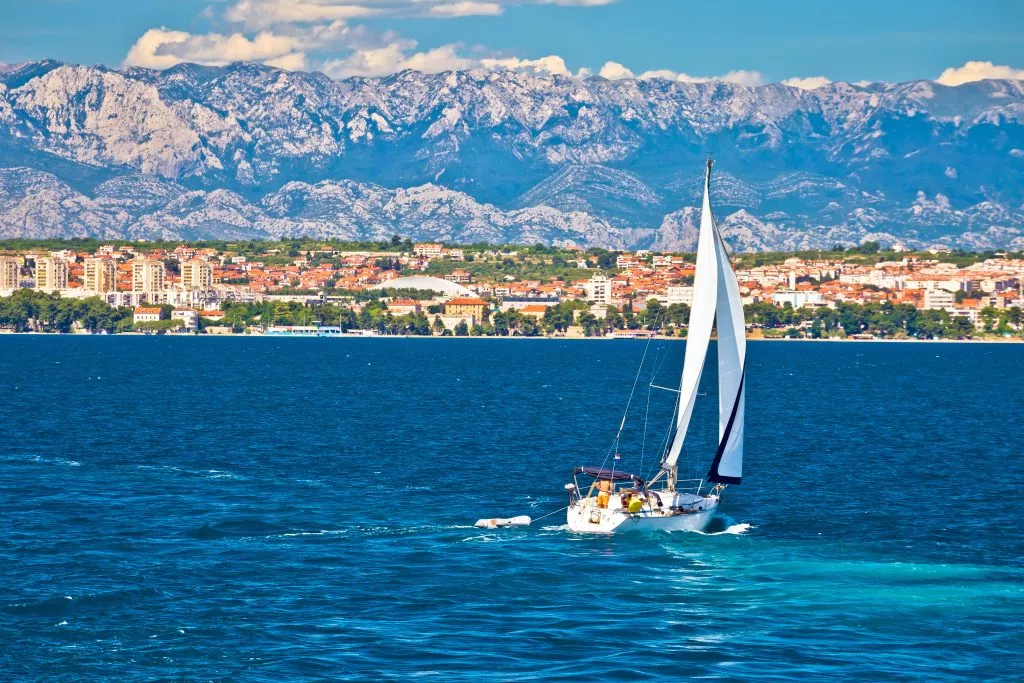 Sailing in Zadar waterfront summer view